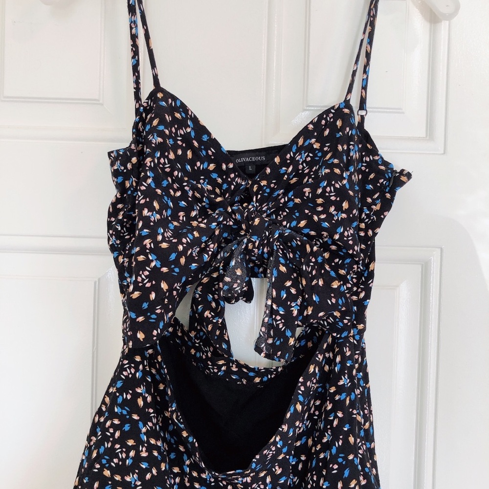 Olivaceous Black With Colorful Pattern Mini Dress! - image 2